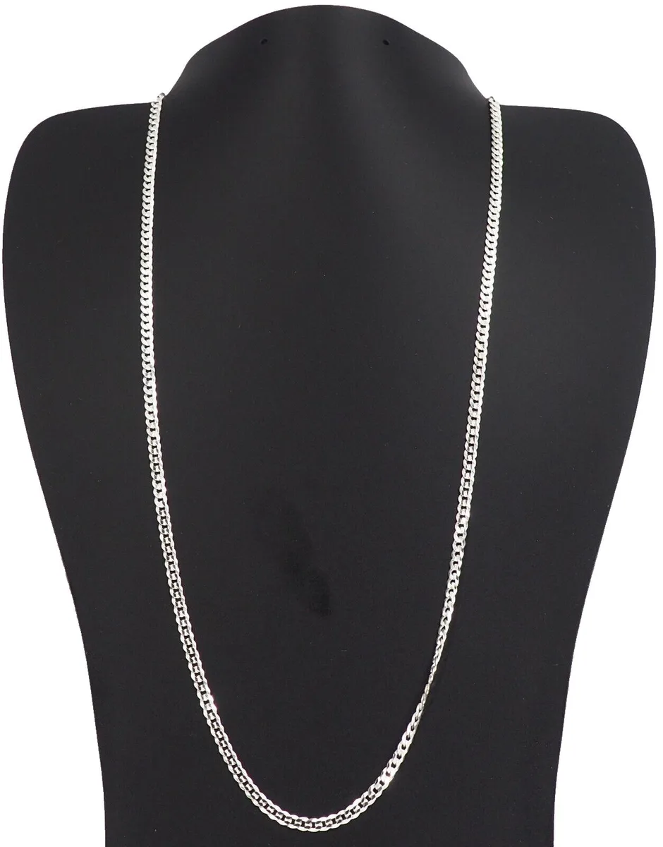 MST MST 925 Sterling Silver 3mm Flat Curb Chain Necklace 22" 6.5g — product photo