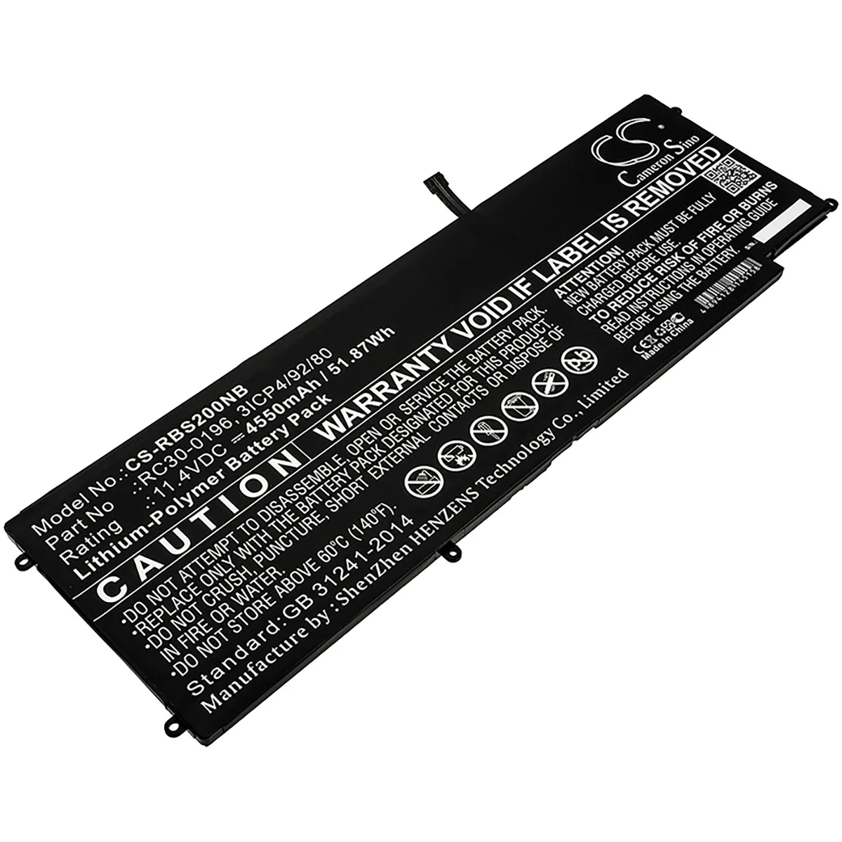 Cameron &amp; Co Cameron &amp; Co DS-CS-RBS200NB laptop battery 11.4V 4550mAh 51.87Wh Li-Polymer Black — product photo