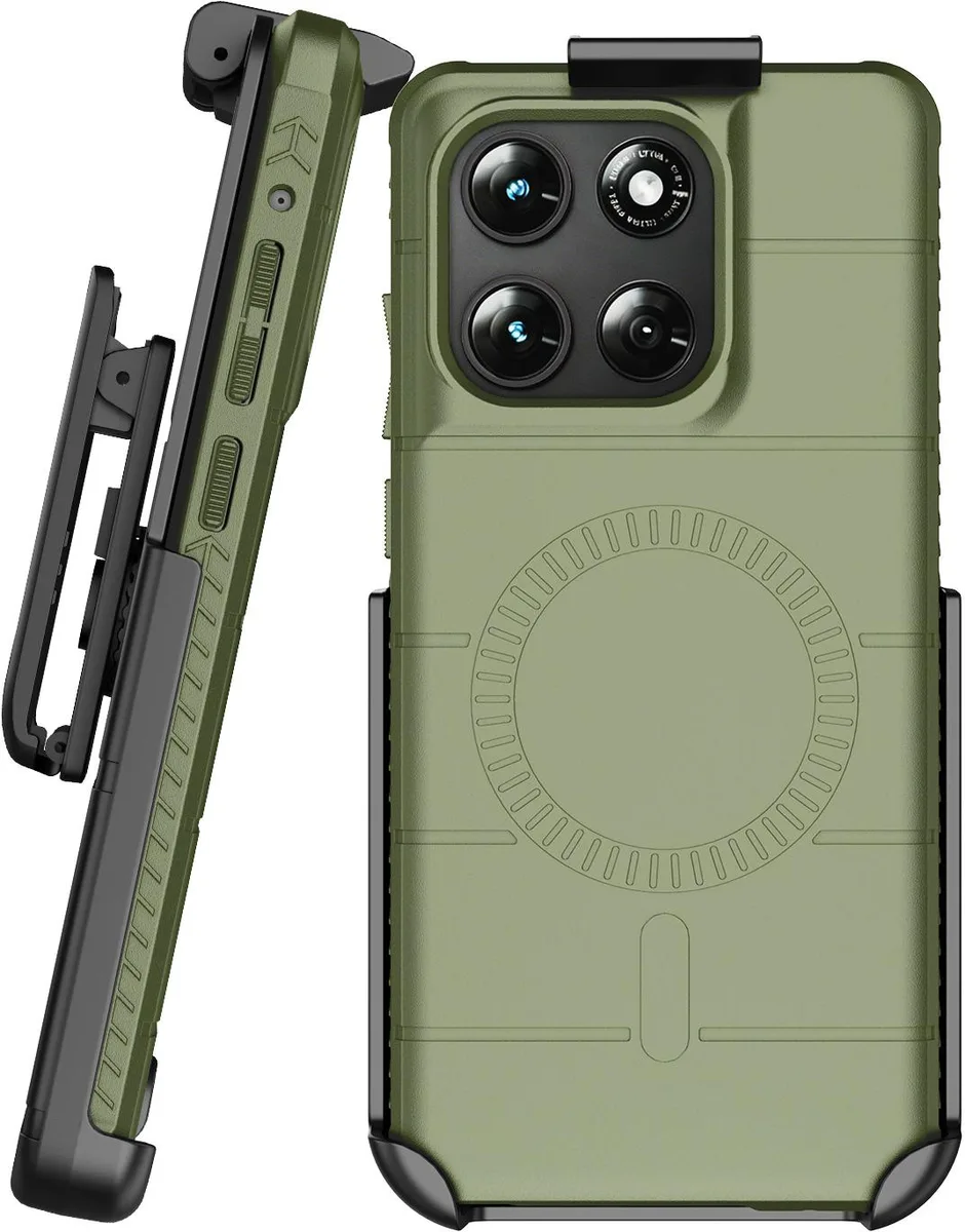 Nakedcellphone Nakedcellphone Case &amp; Belt Clip for Moto G Stylus 2025/2026 Olive Green MagSafe — product photo