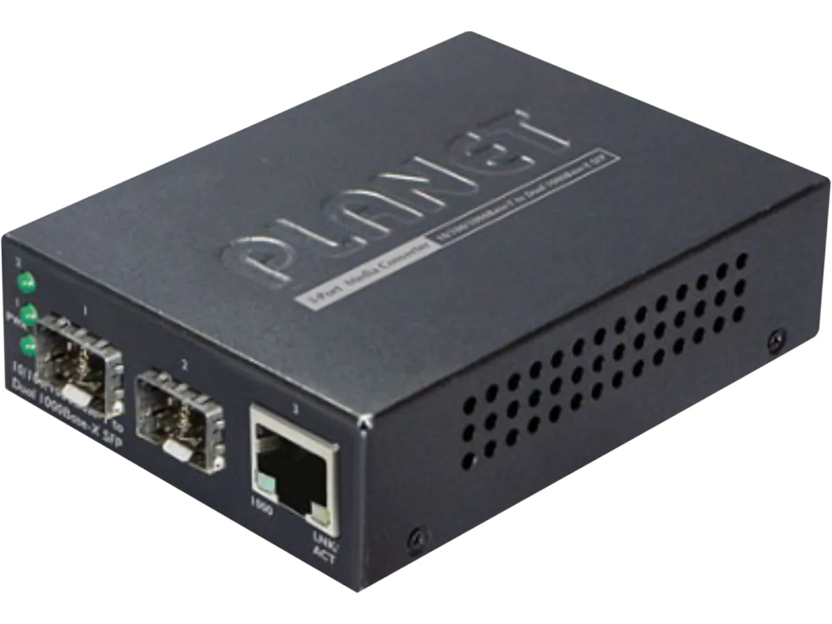 PLANET PLANET GT-1205A 1-Port 10/100/1000Base-T 2-Port 1000FX SFP Media Converter — product photo