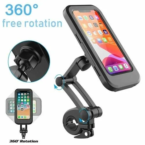 NShi NShi Motorcycle Handlebar Phone Mount IP66 Waterproof 22-32mm 5.5-7.0in Black — product photo