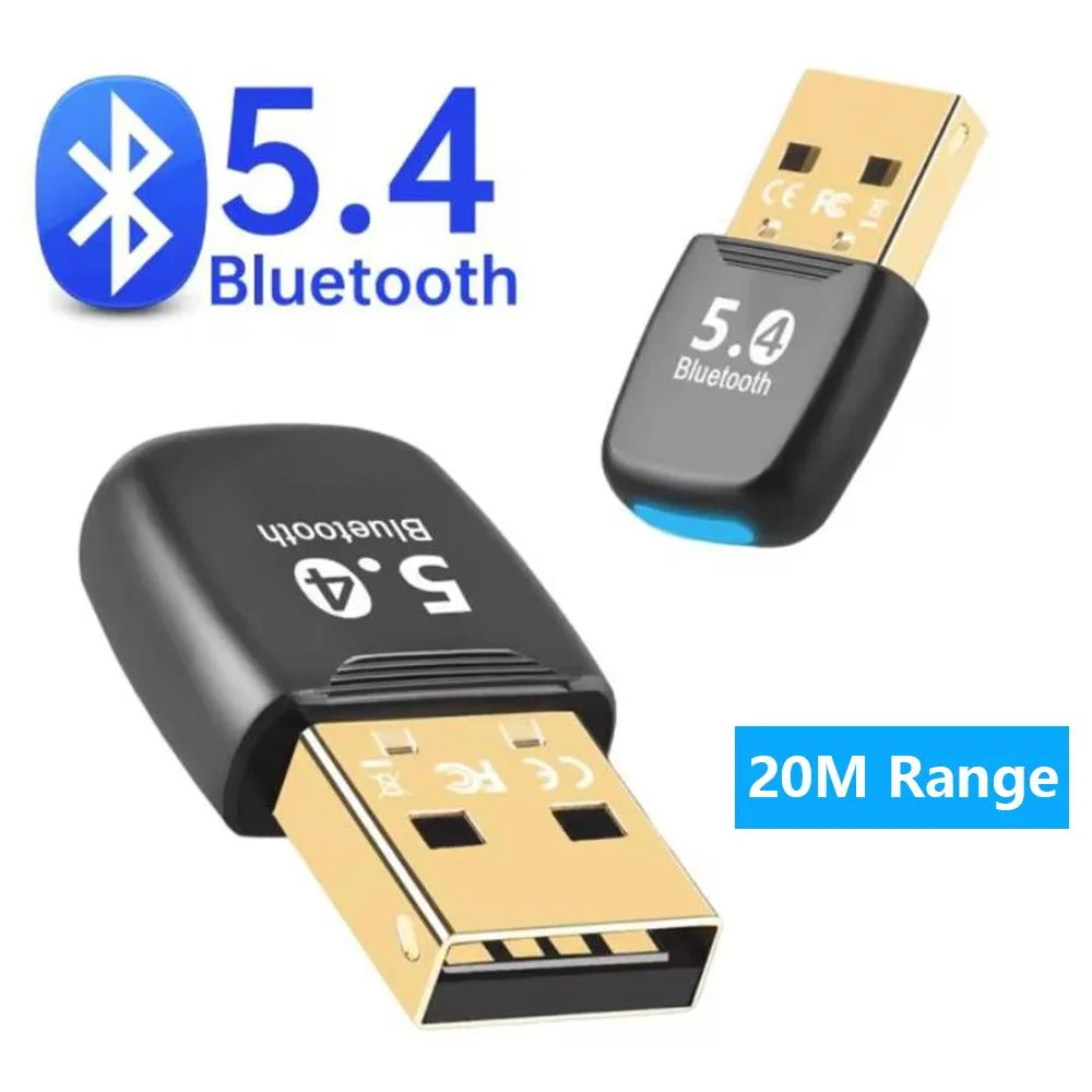 Small USB Bluetooth 5.4 dongle with frosted ABS shell and blue indicator light