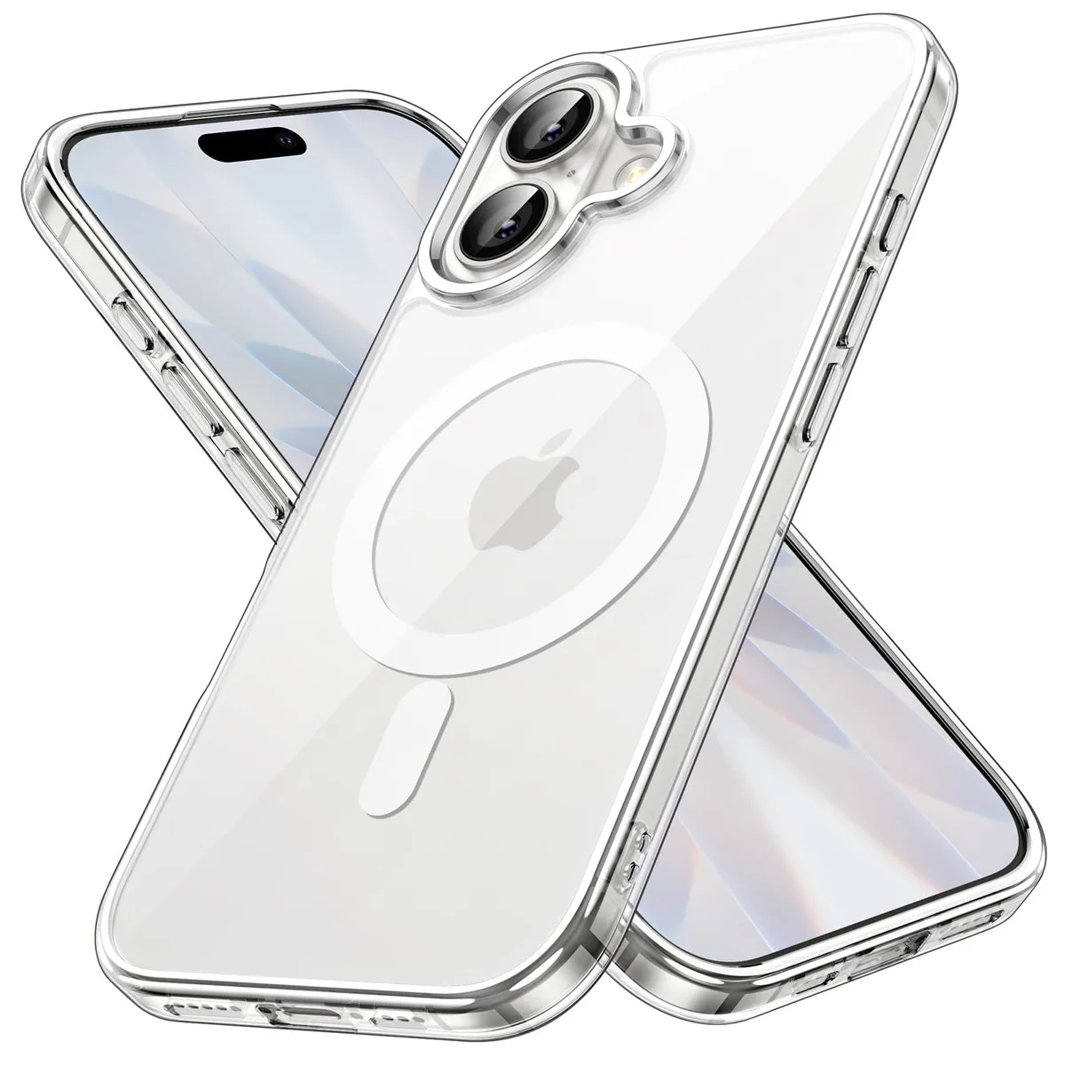 Clear magnetic case for iPhone 17 with TPU frame and PC back