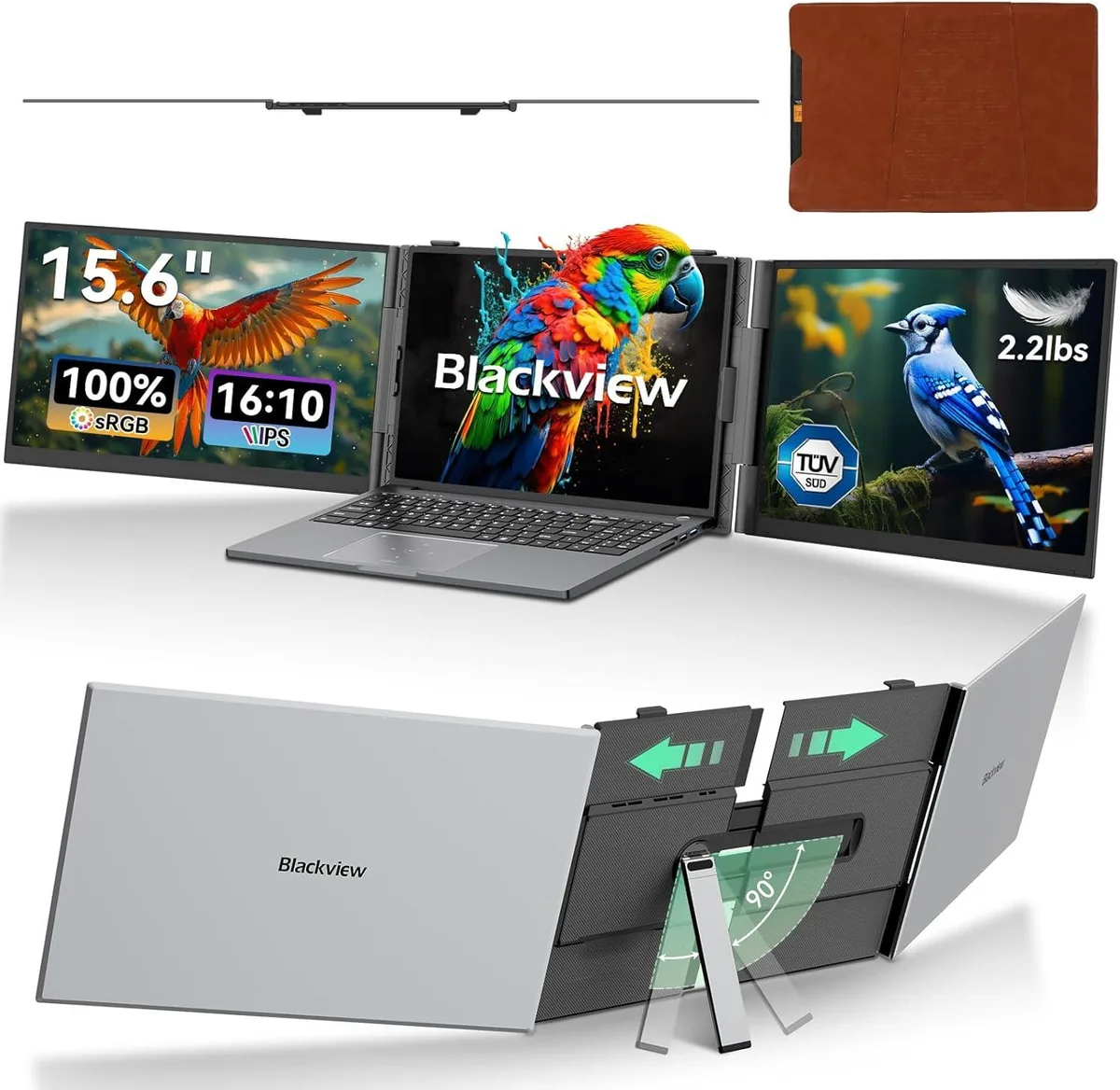 BFKK BFKK Triple Laptop Screen Extender 15.6" 1080P FHD IPS Portable External Screen — product photo