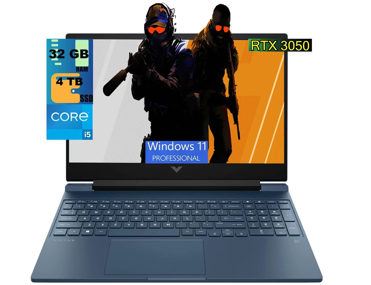 HP HP Victus 15 gaming laptop 15.6 144Hz i5-12450H RTX 3050 32GB 4TB Blue — product photo