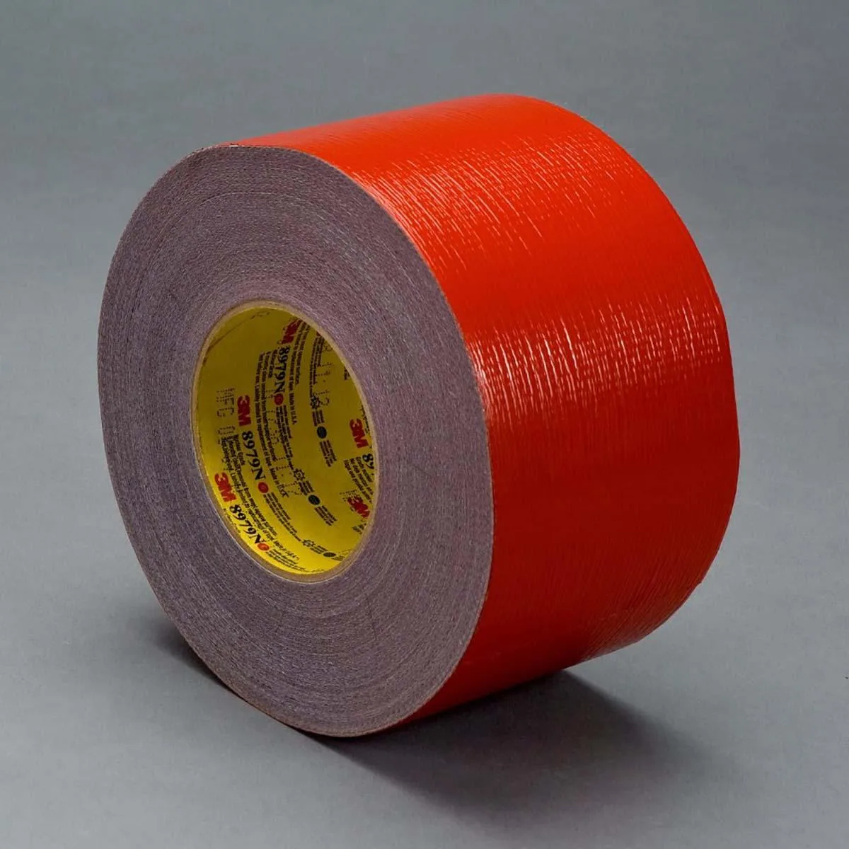 Red nuclear-grade duct tape roll, 48 mm wide, polyethylene-coated cloth backing, rubber adhesive
