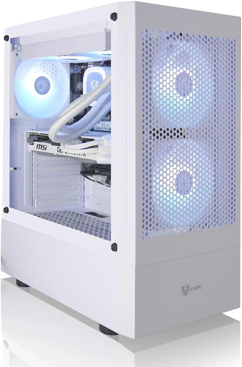 AVGPC AVGPC Max Gaming PC Ryzen 5 5600X RTX 5060 16GB 1TB AIO White — product photo