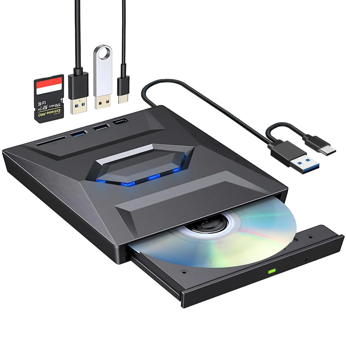 KEHIPI KEHIPI B21-Y 6-in-1 Duplicator USB 3.0 &amp; USB-C Jet Black — product photo