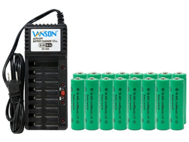 DUSLAN DUSLAN V868 8-bay AA/AAA charger + 16 AA 800 mAh NiMH batteries — product photo