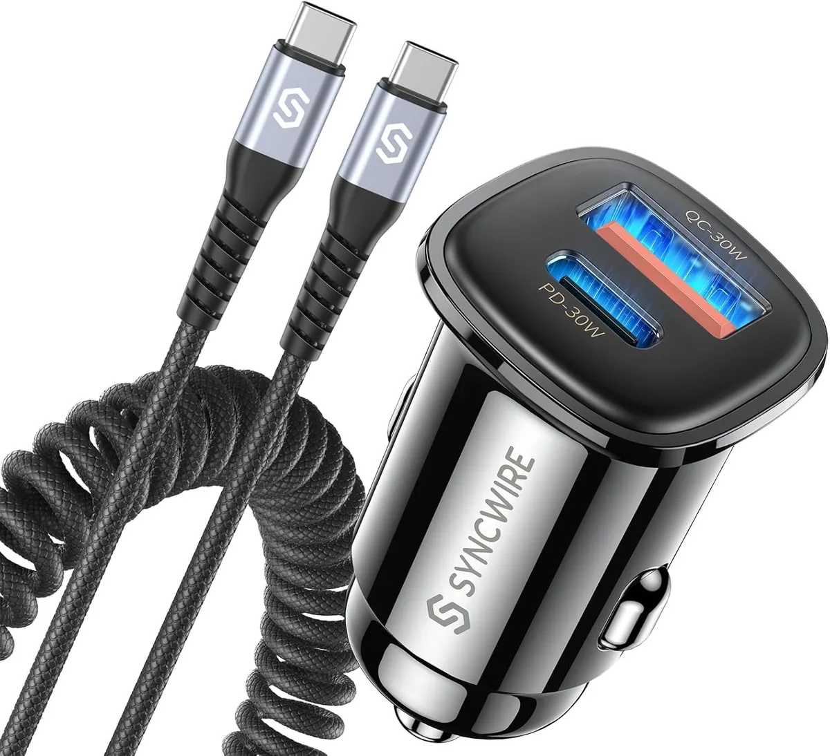 PISKEKAT PISKEKAT 60W PD 30W QC 30W Car Charger Kit 5FT Cable — product photo