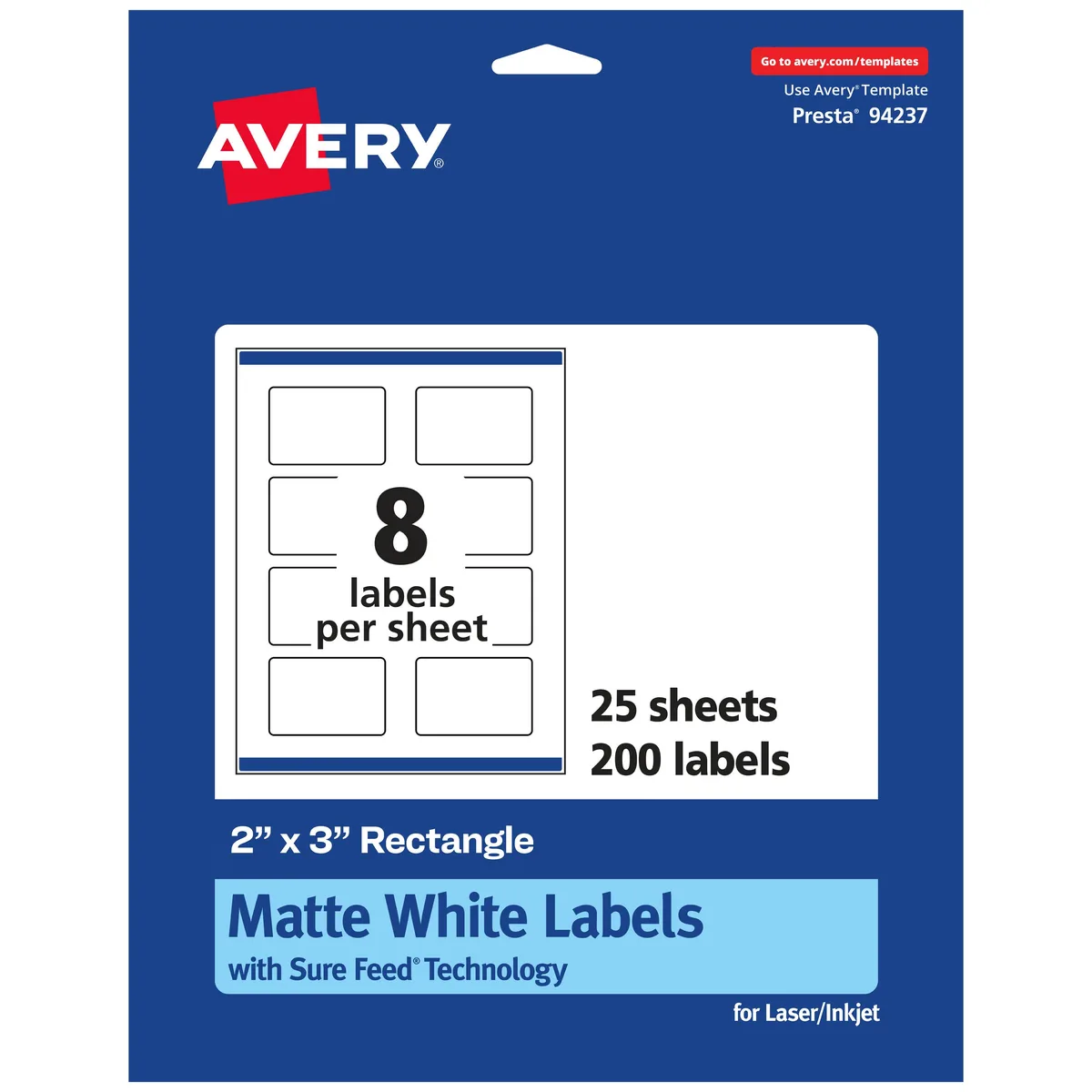 Avery Avery Matte White Rectangle Labels 200 pack — product photo