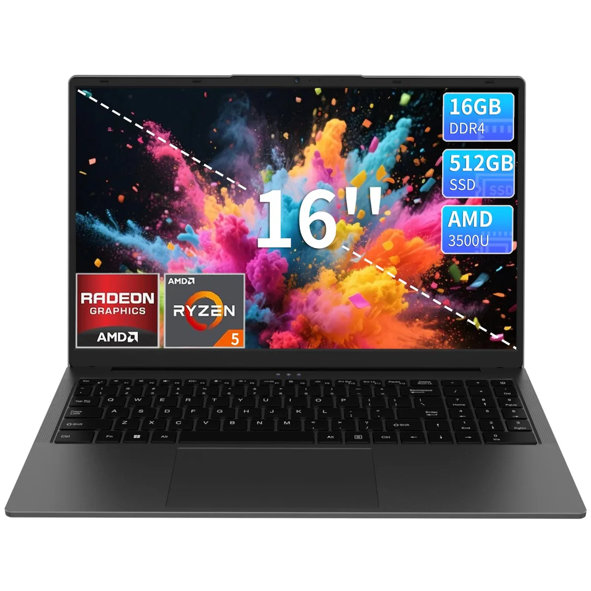 KurieTim KurieTim T160R laptop AMD Ryzen 5 3500U 16GB 512GB 16" FHD Windows 11 Pro — product photo