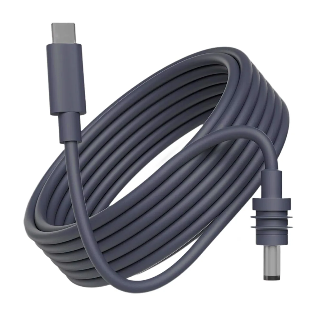 Grey 10 ft USB-C to DC coaxial cable male-to-male 18AWG
