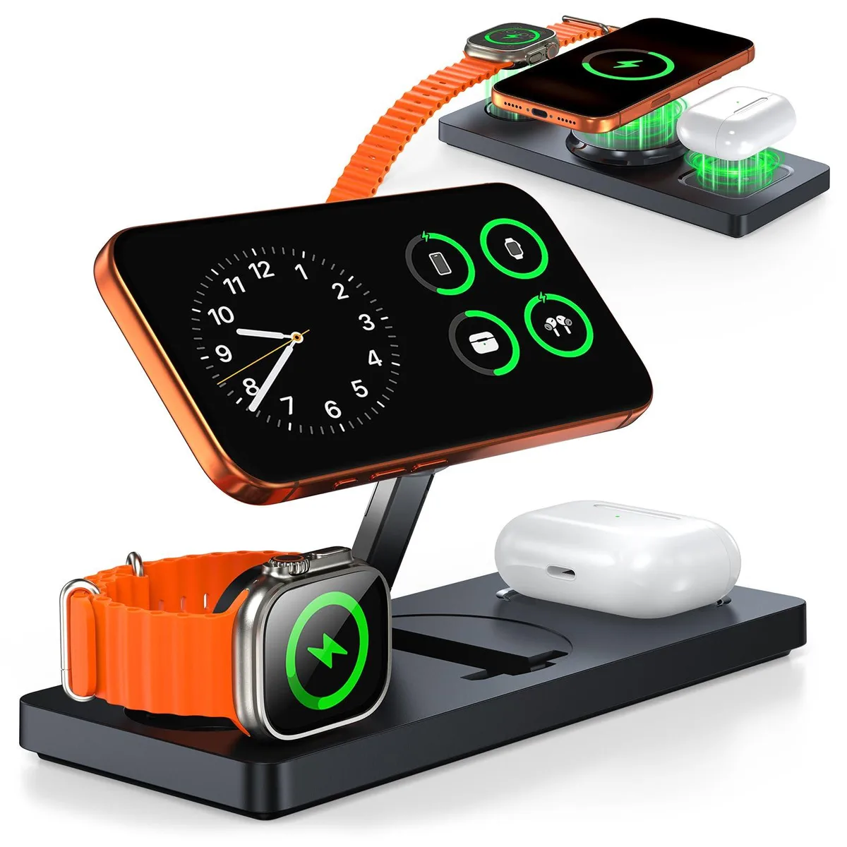  SnugLuv GY-Z17-1 3-in-1 Magnetic Foldable Wireless Charger Black — product photo