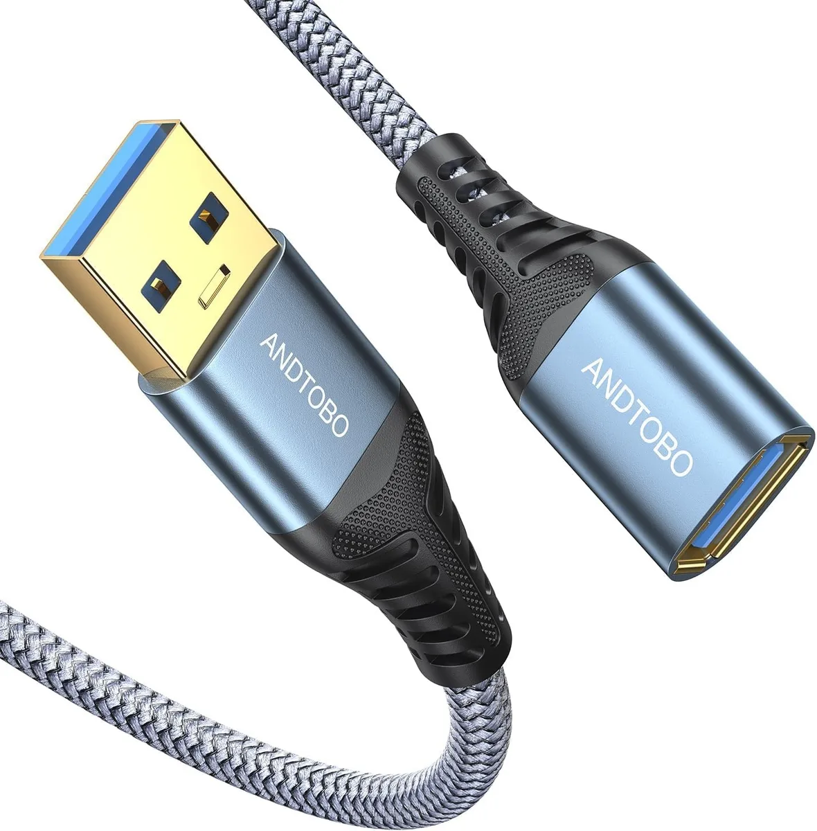 ANDTOBO USB 3.0 Type A Male to Female Extension Cable 6.6ft Grey — product photo