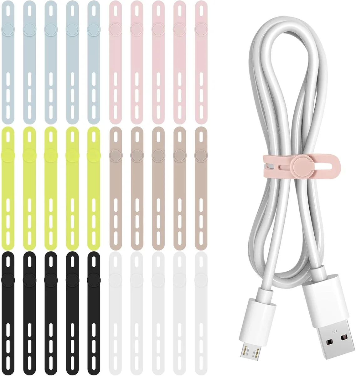 Ennovor Ennovor Silicone Cable Ties 30Pcs 4.7in .43in Locking Buckle — product photo