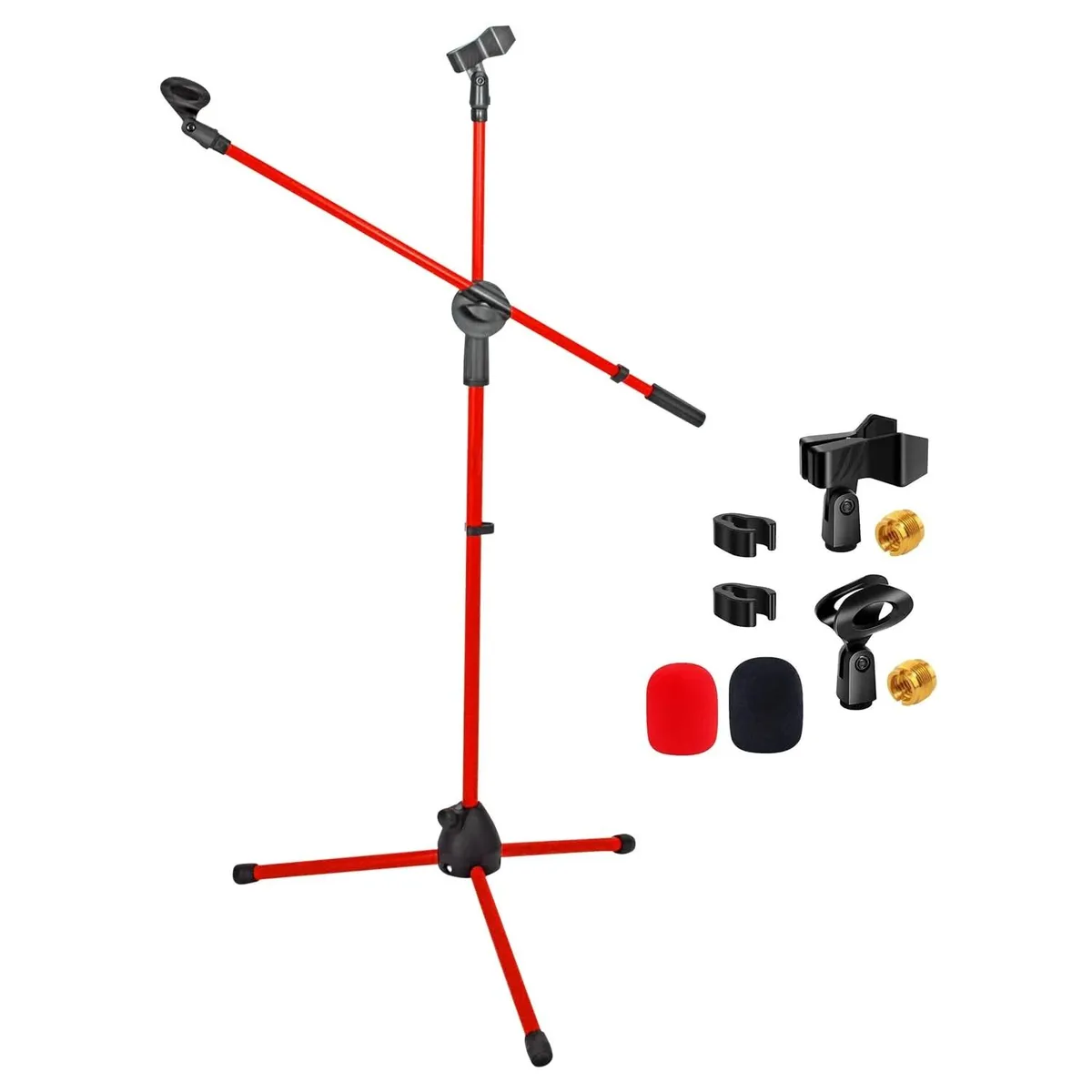 5 Core 5 Core MS DBL G RED Dual Mic Stand Red 31.5–63 in 27 in Boom — product photo