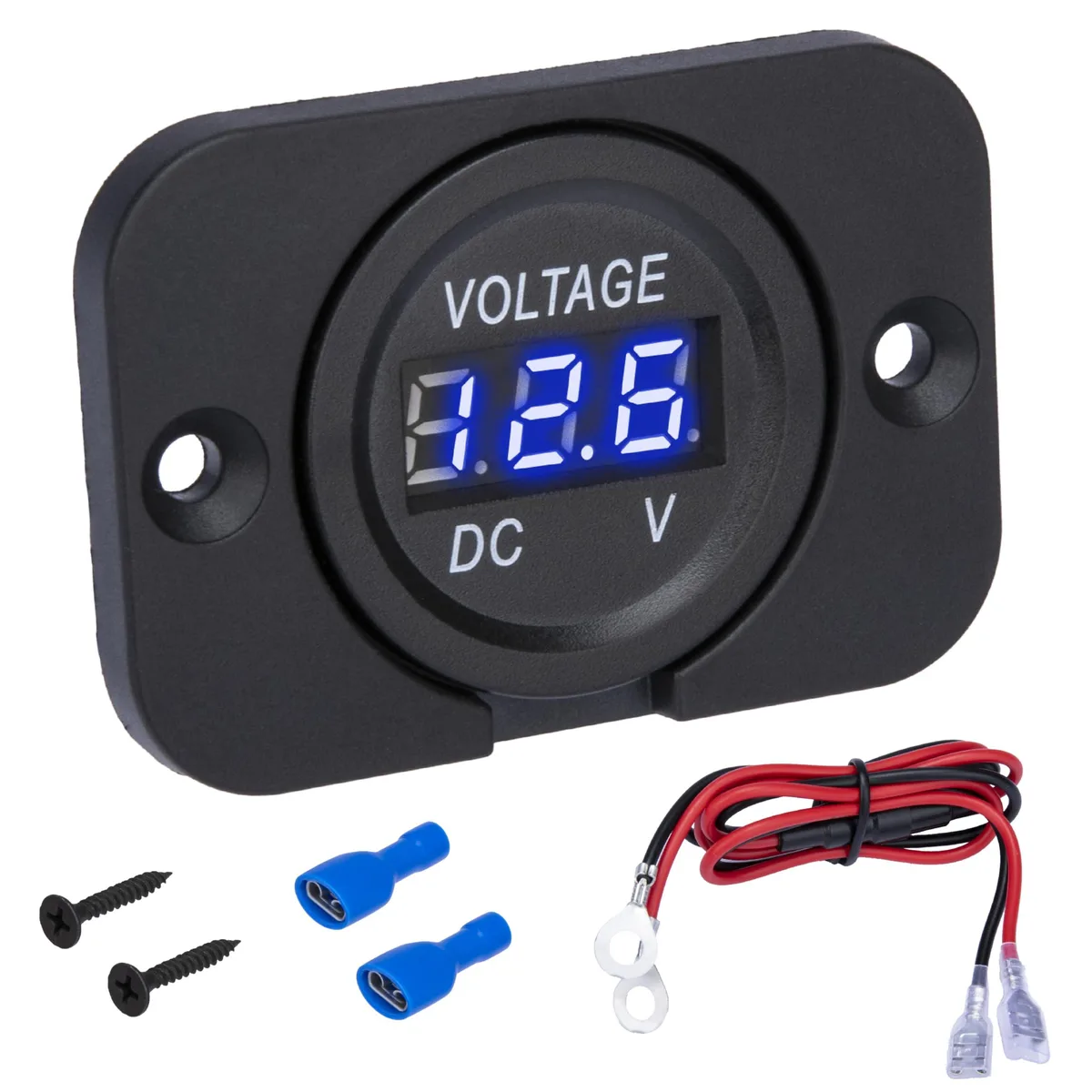 Car Battery Voltage Meter DC 12V 24V Digital Gauge Blue Light — product photo