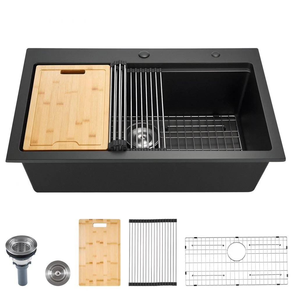 VEVOR VEVOR 33 inch Granite Composite Kitchen Sink Workstation Black — product photo
