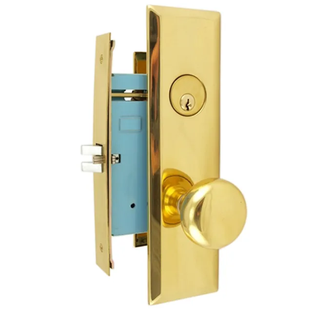 MAXTECH MAXTECH Mortise Lock Knob Vestibule Storeroom Right Hand 2-3/4" Brass — product photo