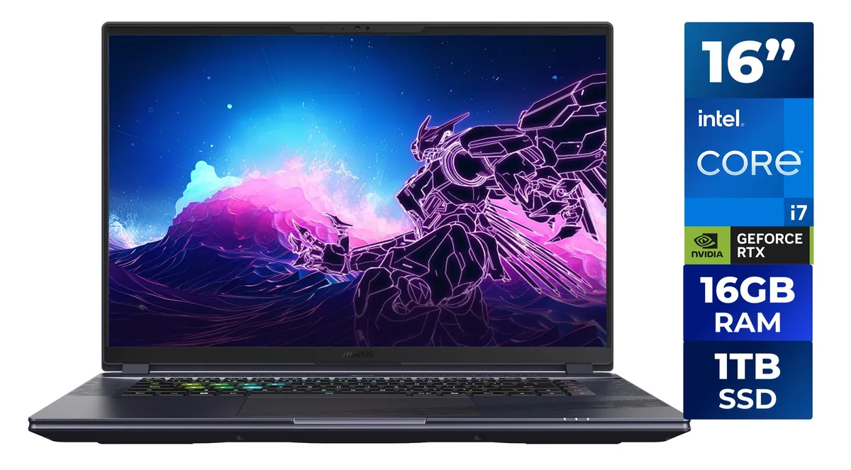 GIGABYTE GIGABYTE AORUS 16X 9KG-43USC54SH-R gaming laptop i7-13650HX RTX 4060 16GB 1TB 16.0" WQXGA 165Hz — product photo
