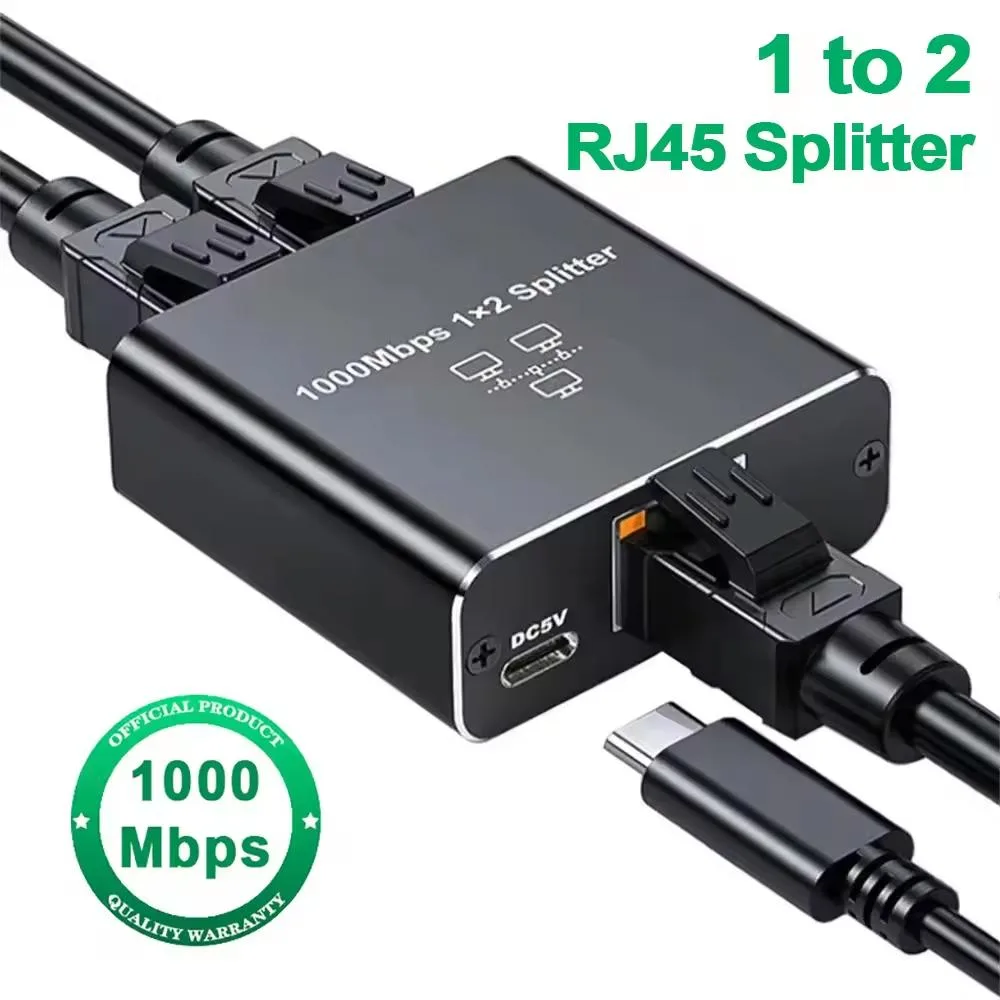 TelDaykemei TelDaykemei RJ45 Splitter 1 to 2 Gigabit 1000Mbps network connector — product photo