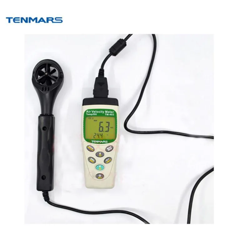 Red handheld anemometer with 30mm vane and LCD display