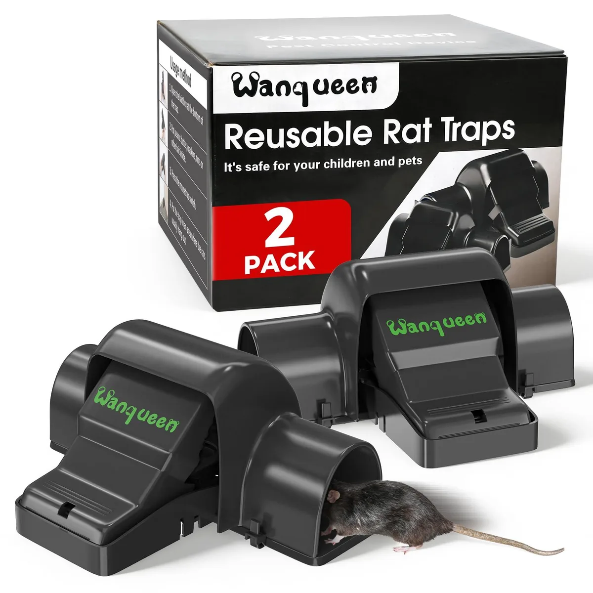 Grey plastic box trap with two entry tunnels and top release door