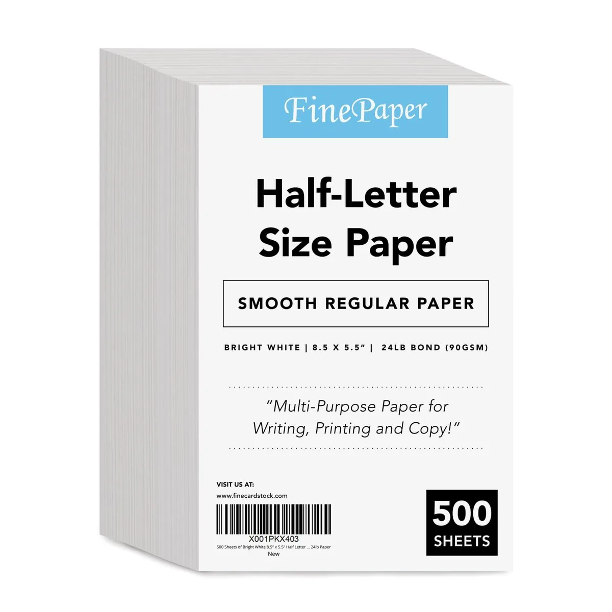  S Superfine Printing Half Letter Paper 500 Sheets 24lb 8.5x5.5in — product photo