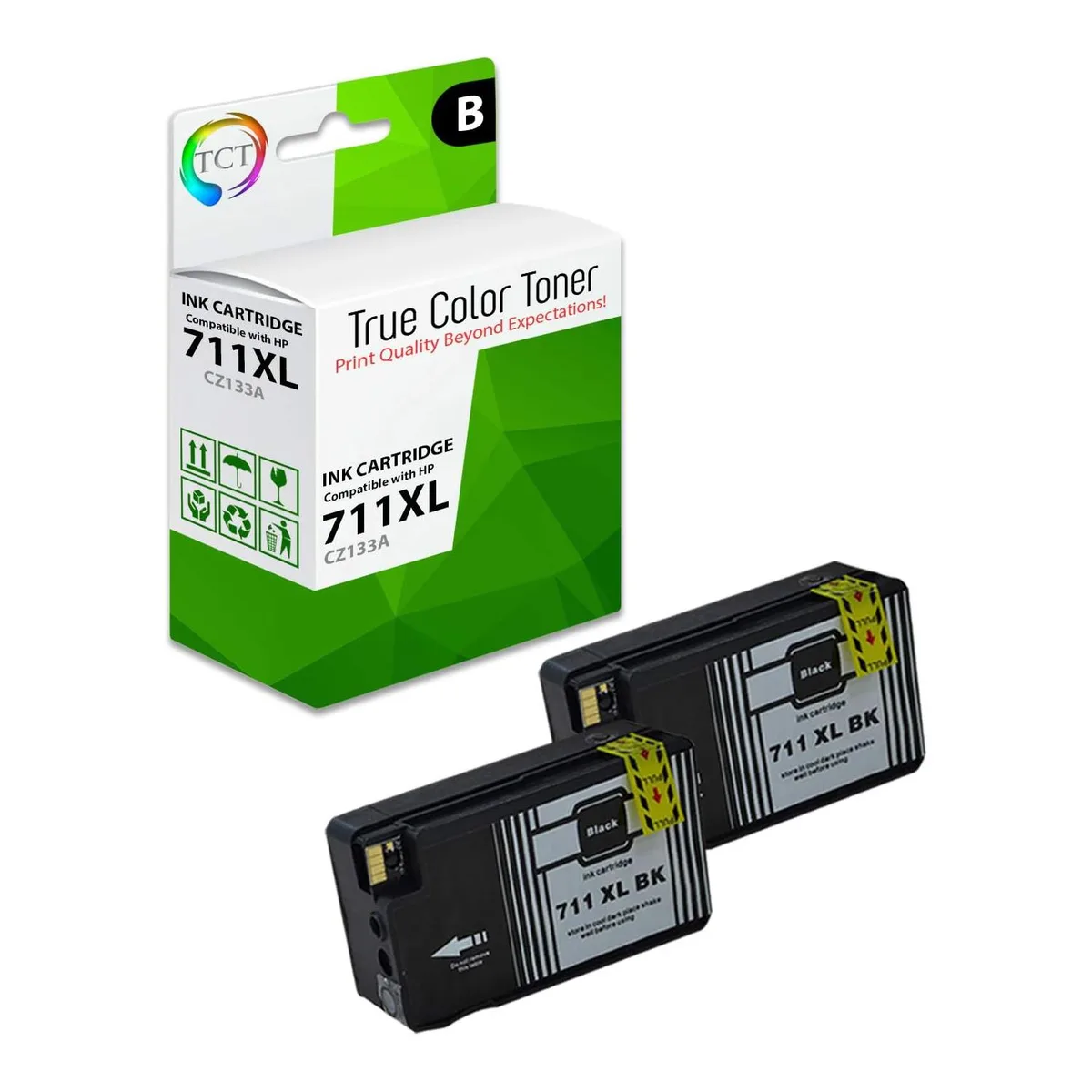 True Color Toner True Color Toner 711XL Black Ink Cartridge 2 Pack CZ133A 2300 Pages — product photo