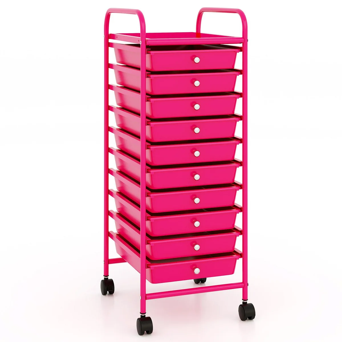 SlickBlue SlickBlue 10-Drawer Rolling Storage Cart Pink 13x15x34in — product photo