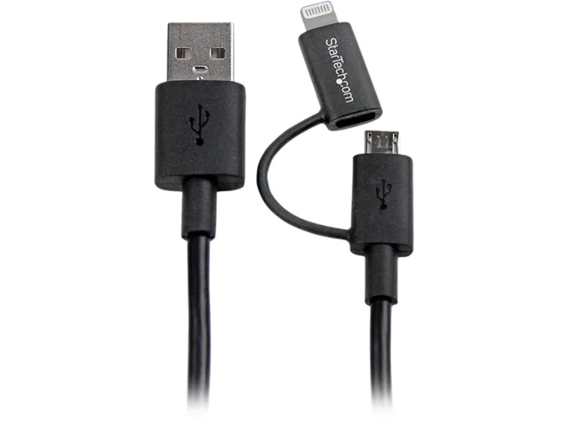 STARTECH STARTECH LTUB1MBK 1 m Lightning &amp; Micro-USB to USB-A cable — product photo