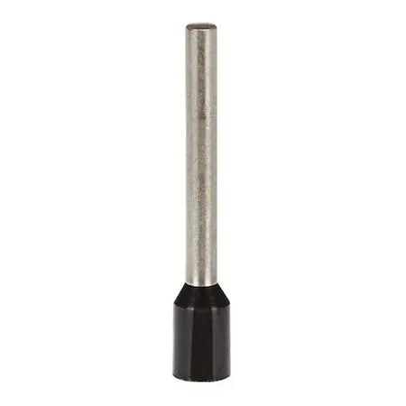 Black insulated copper ferrule with tin-plated barrel, 16 AWG, pack of 500