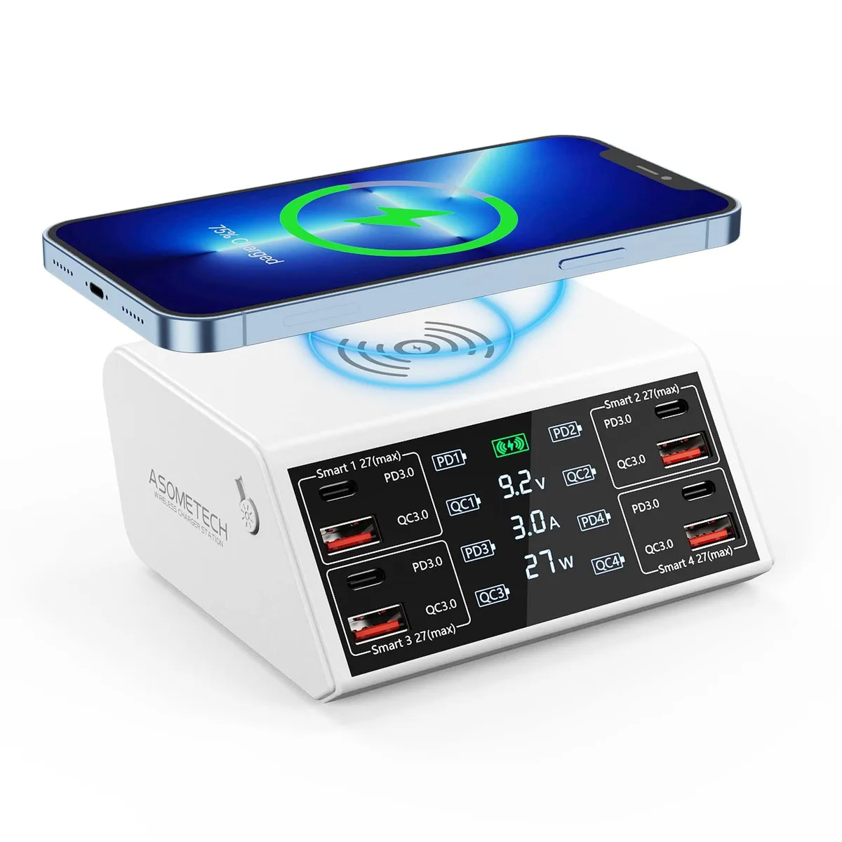KEHIPI KEHIPI 838W 100W 8-Port USB Charger White — product photo