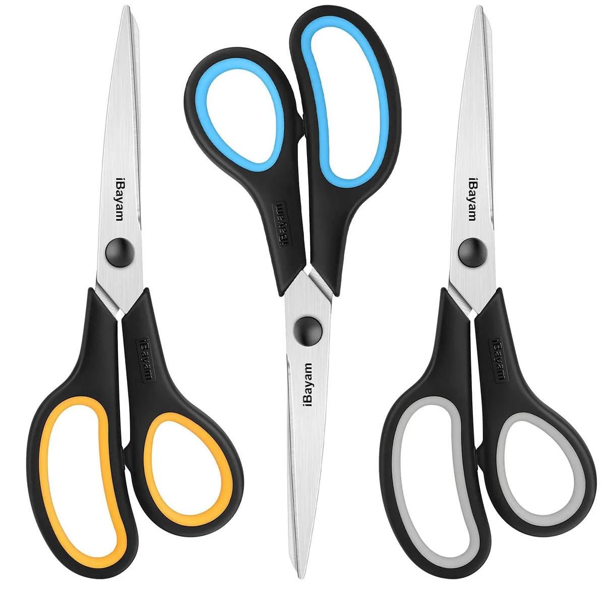 iBayam 8.5" Scissors 3 Pack 2.5mm Blue/Yellow — product photo