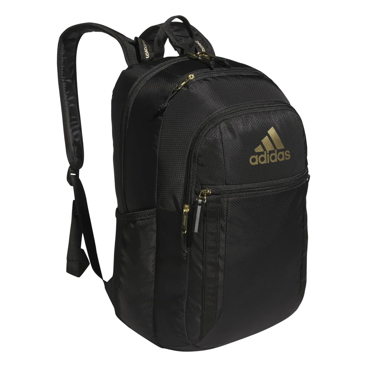 Black and gold metallic adidas Excel 7 backpack with 15-inch laptop sleeve