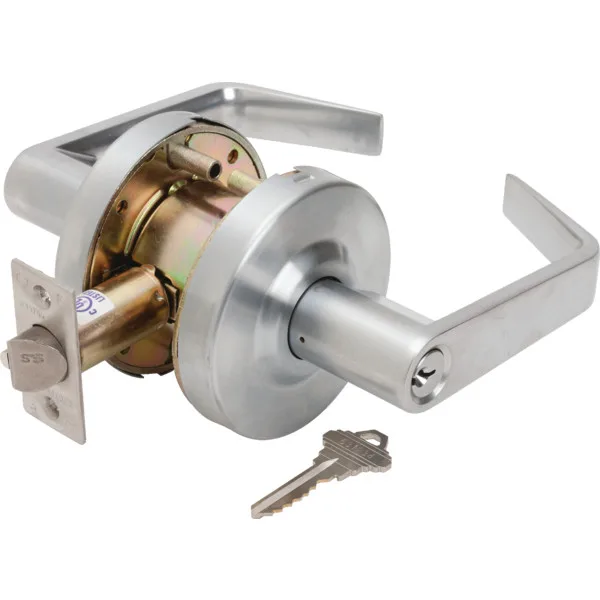 Ultra Hardware Ultra Hardware 44248 Satin Chrome US26D Grade 2 Commercial Cylindrical ADA Angled Lever Lockset — product photo