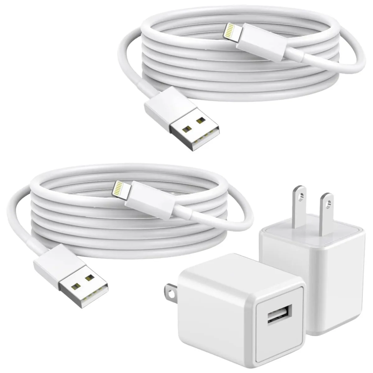 No Sew No Sew iPhone Certified 2-Pack 6FT USB Wall Charger &amp; Lightning Cable White 5V 1A — product photo