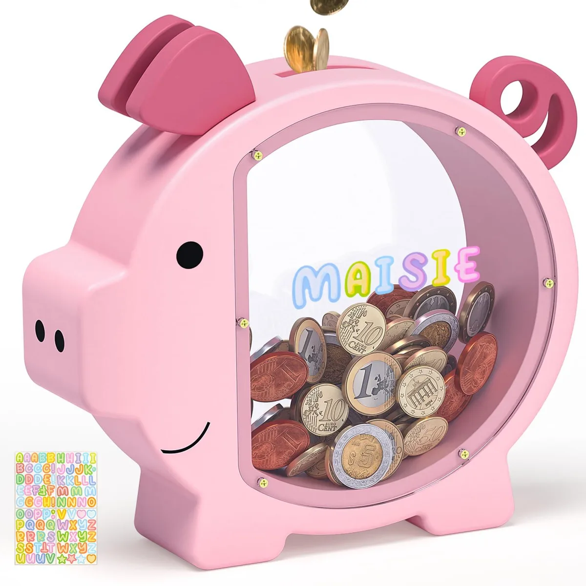 Wooden Piggy Bank Kids Cute Money Bank Boys Girls Toy Storage — product photo