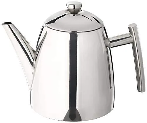 Stainless steel teapot with lid and infuser, brushed finish, 14 oz capacity