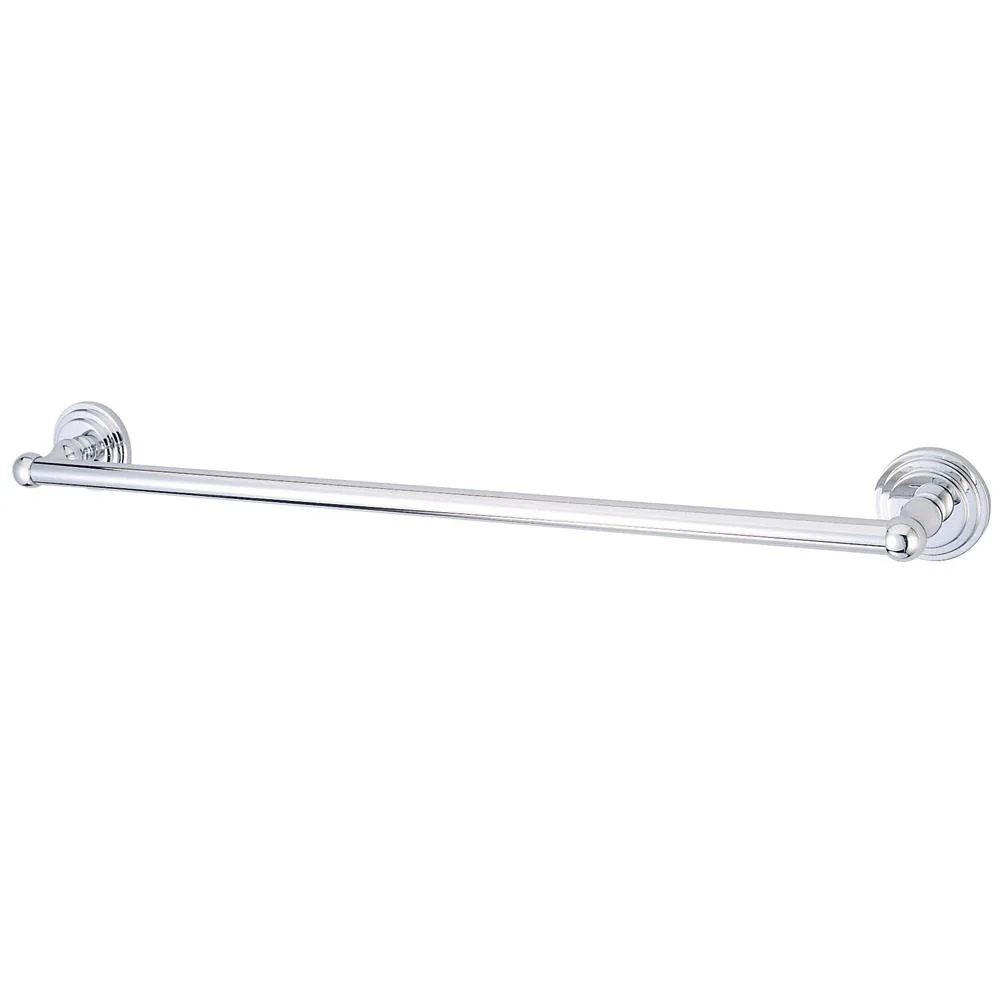 Chrome-finished 18-inch towel bar, solid brass construction