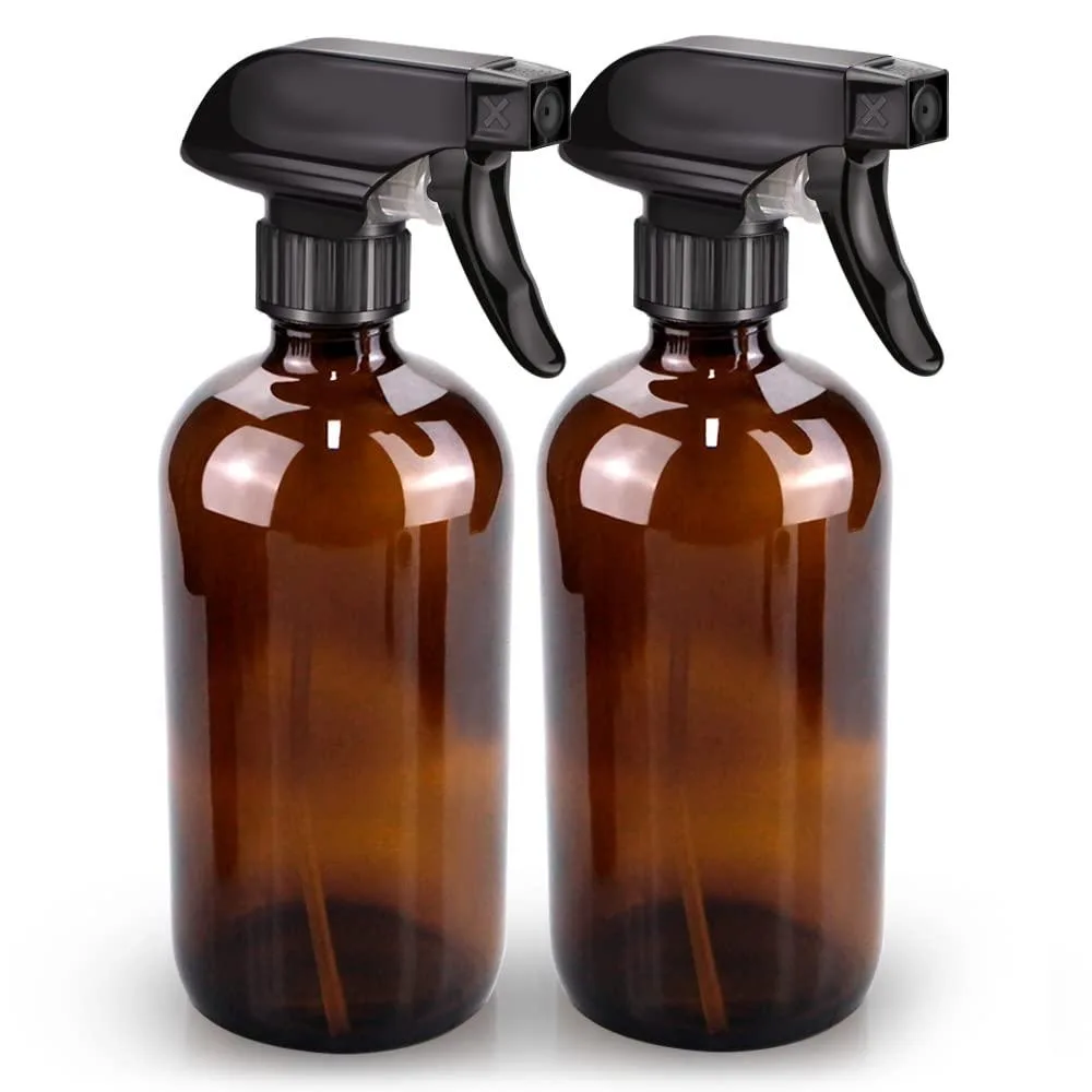  Amber Glass Spray Bottle Set 2 Pack 16 oz Glass Care — product photo