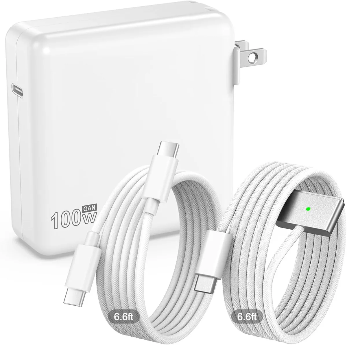 FLEANE FLEANE 100W GaN ac adapter USB-C to Magnetic 3 and USB-C to C cables 6.6FT — product photo