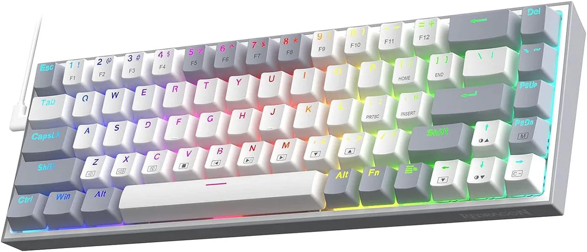 Redragon Redragon K631 Gery 65% Wired RGB Gaming Keyboard, 68 Keys, Hot-Swap Red Switches — product photo