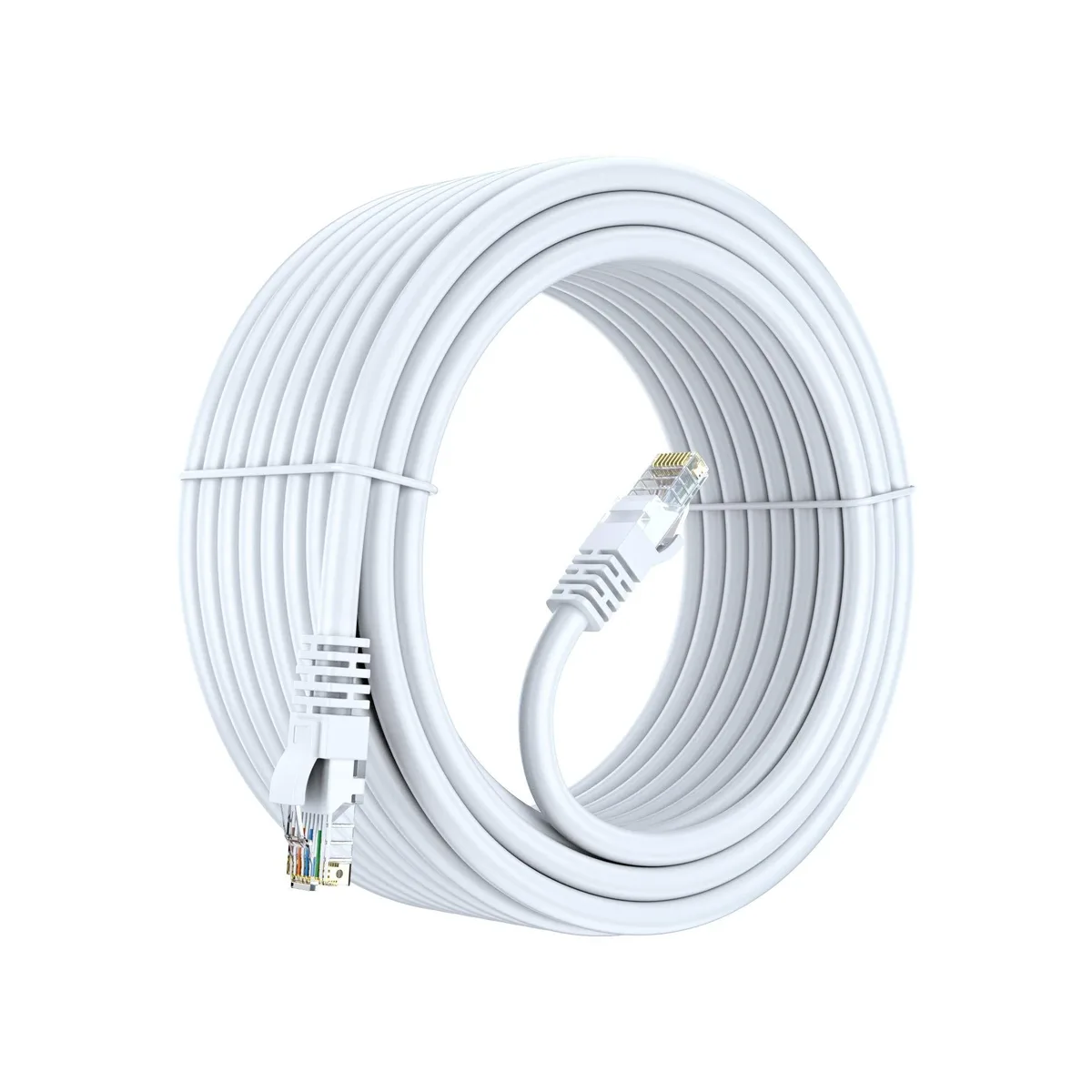White Cat 6 Ethernet cable 40 ft with gold RJ45 connectors
