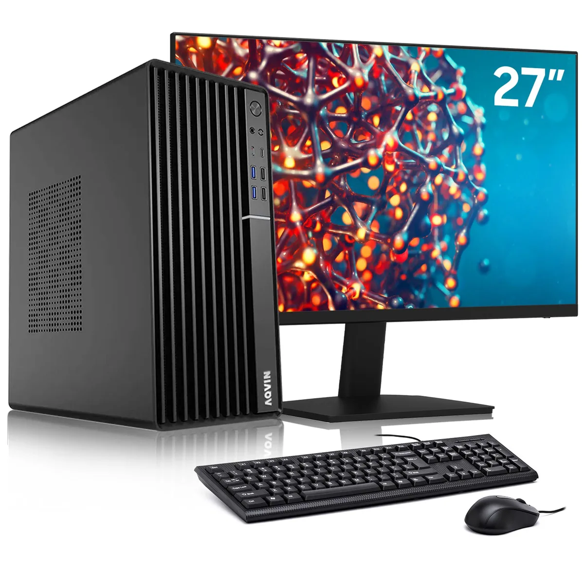 AQVIN AQVIN MTX70 Business Desktop i5-8400 16GB 256GB NVMe 27" Monitor Win 11 Pro — product photo