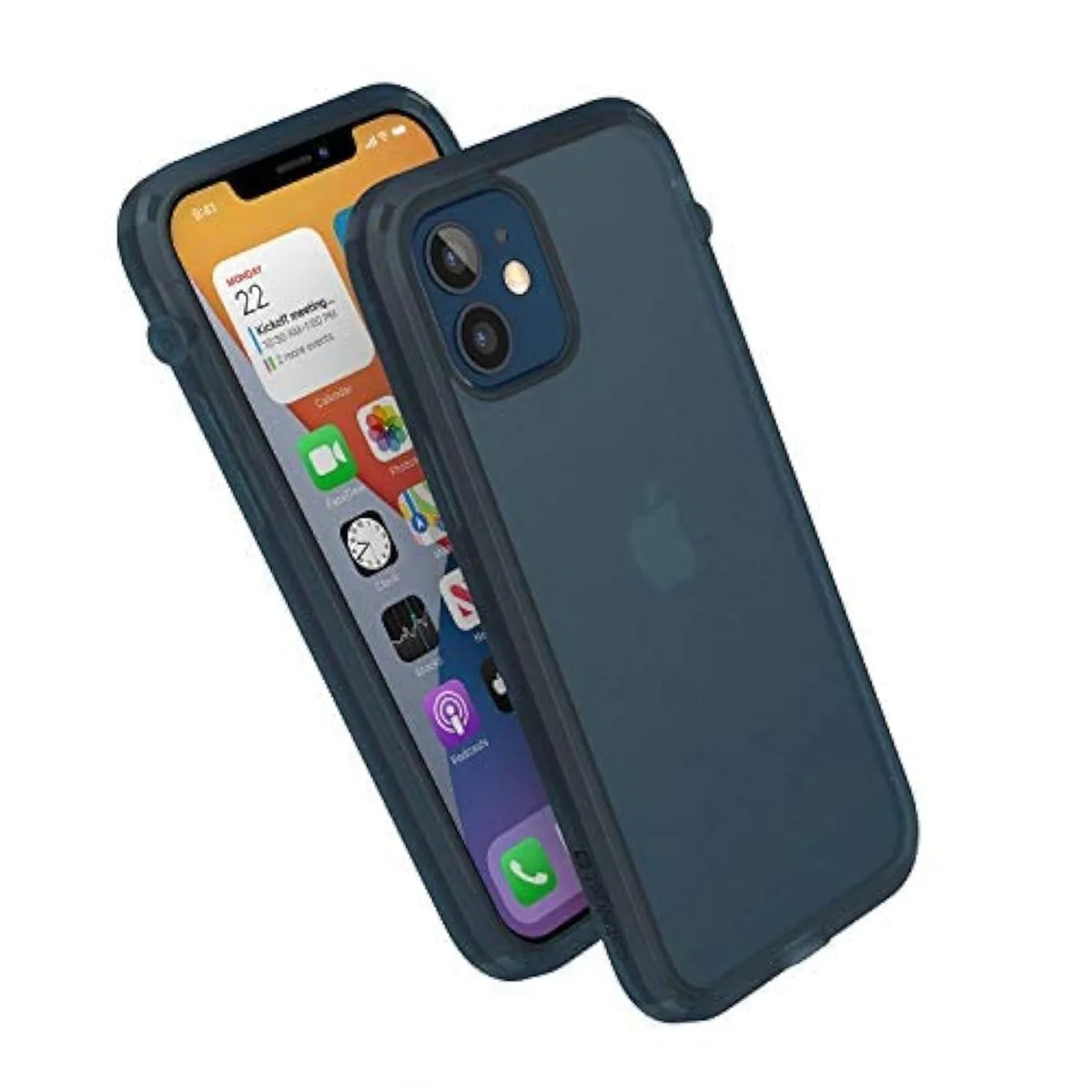 Tactical Blue Catalyst Influence case for iPhone 12/12 Pro with frosted rubber back and kickstand