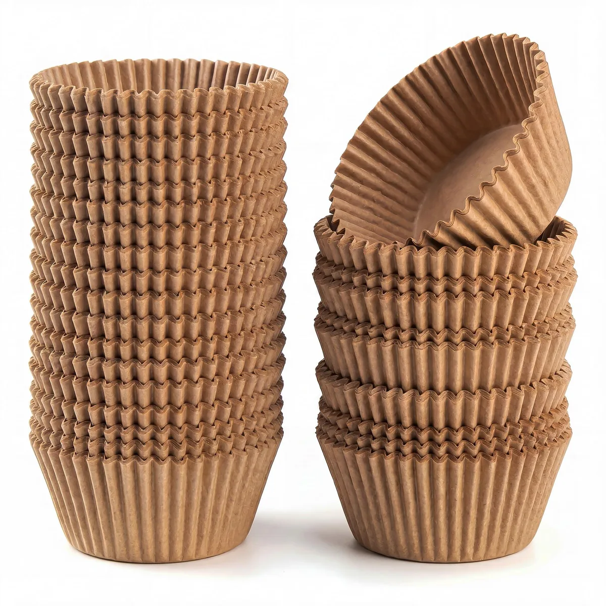 Stack of 200 brown paper cupcake liners