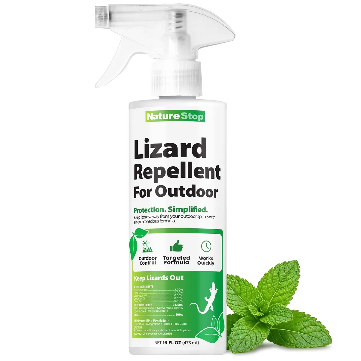 16 oz spray bottle with plant-based lizard repellent formula