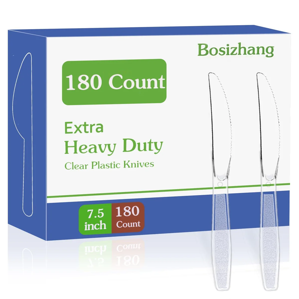 Bulk pack of 180 black 7.5 inch disposable plastic knives